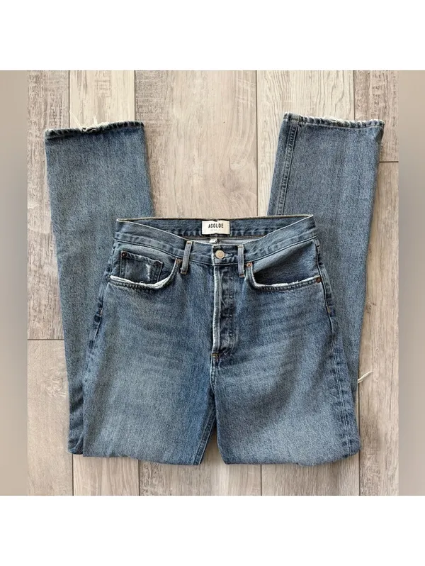 AGOLDE Agiles Lana Mid Rise Distressed Vintage Straight jeans women’s size 25 - Image 8