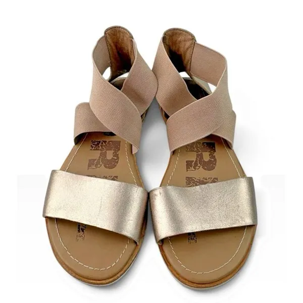 *SOREL Shoes Woman’s Size 6 Gold Tan Metallic Ella II Leather Strappy Sandals - Image 2