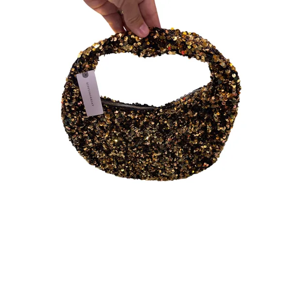 Anthropologie Gold Sequin Crescent Bag NEW - Image 4