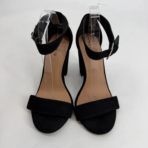 Torrid Womens Black Faux Suede Ankle Strap Block Heel‎ Sandals 8.5W - Image 2
