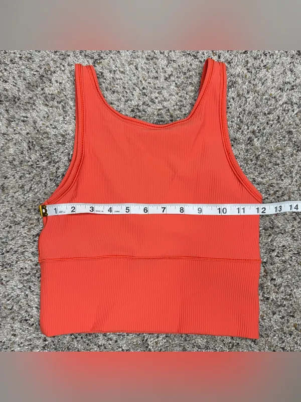 Lululemon Power Pivot Ribbed Tank Top Shirt Warm Coral Orange 4 W1CQMS - Image 6