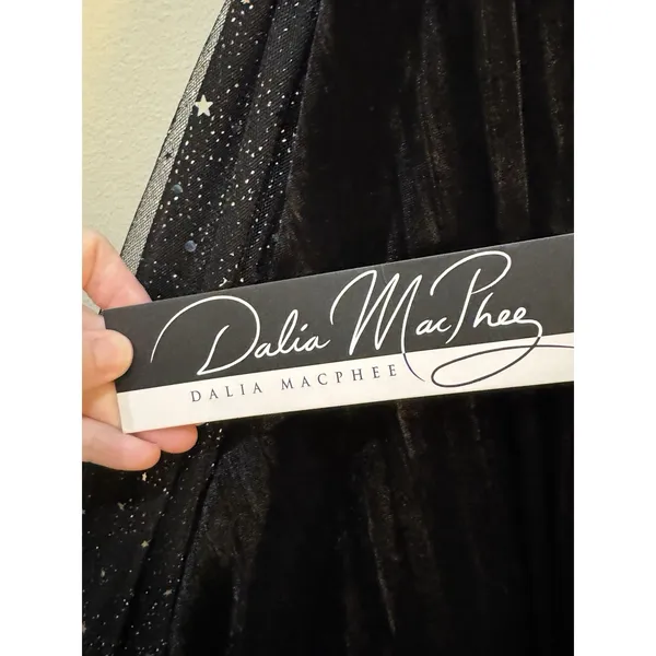 Dalia MacPhee Black Velvet Dress Size 1X Surplice Sheer Celestial Whimsy goth - Image 9