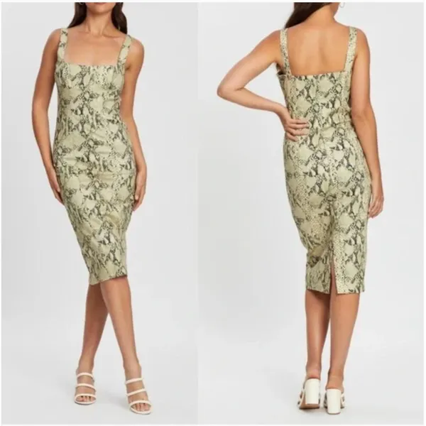 NWT Capulet Lola Bustier‎ Denim Dress Python Snakeskin Print Mob Wife Size Small - Image 2