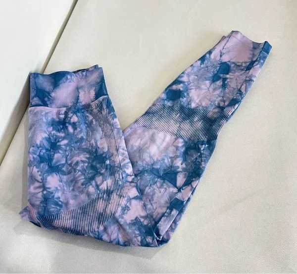 Pink Active Seamless Legging Size Large Tie Dye Purple & Blue - Image 3