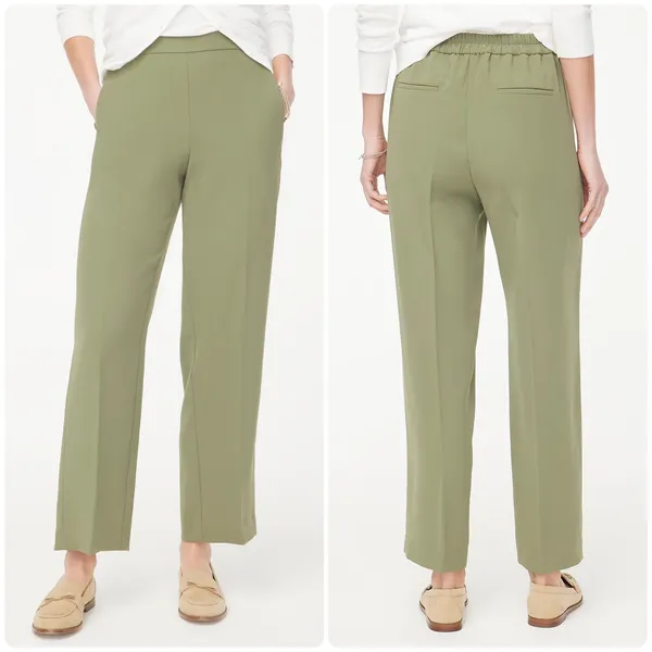 J.Crew Womens Olive Green Wide-Leg Jamie Pant Career Minimalist Trousers Size 10 - Image 2