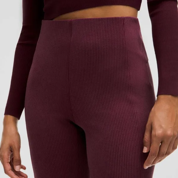 Lululemon Ribbed Softstreme Flared Pant Casual Athletic Pants Garnet 10 14 NWT - Image 2