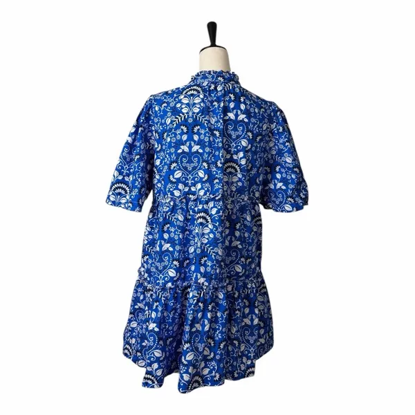 Sugarlips Lulu Dixie Dress Mini Shift Blue Floral Cotton Women’s Size Medium - Image 6
