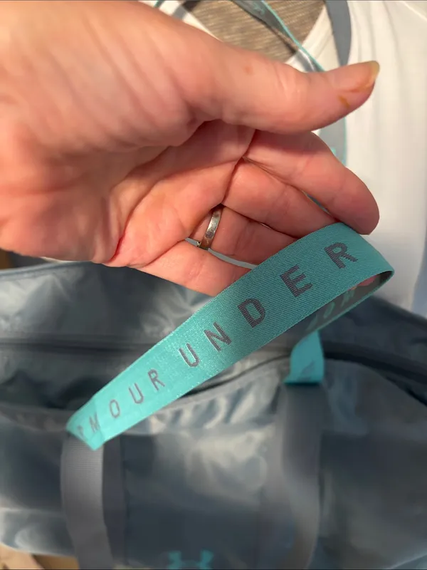 Under Armour Gray with Teal Logo Double Straps Nylon Tote - Image 4