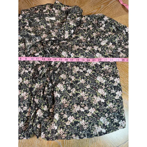 Natural Life My Favorite Cotton Top Black Flung Floral Ruffle Cotton Size XL - Image 7