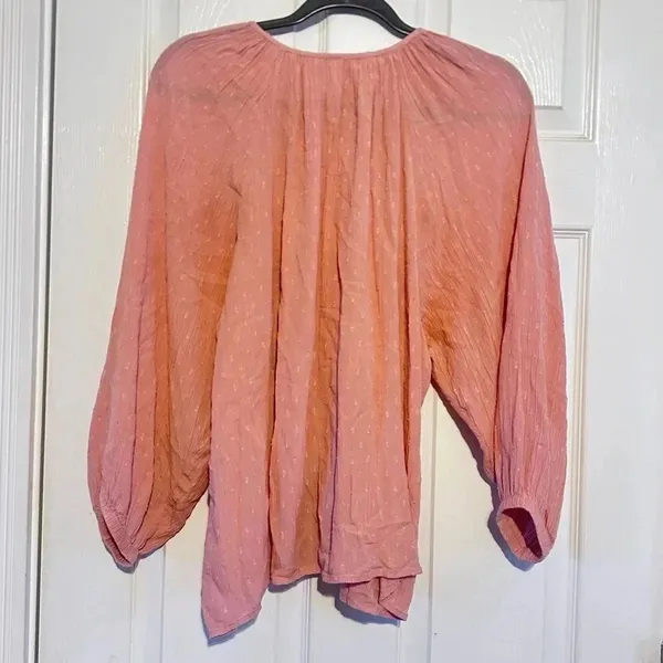 ROLLER RABBIT | Lucy Popover Top Blouse‎ Pink Long Sleeve Dots size Small​ - Image 2
