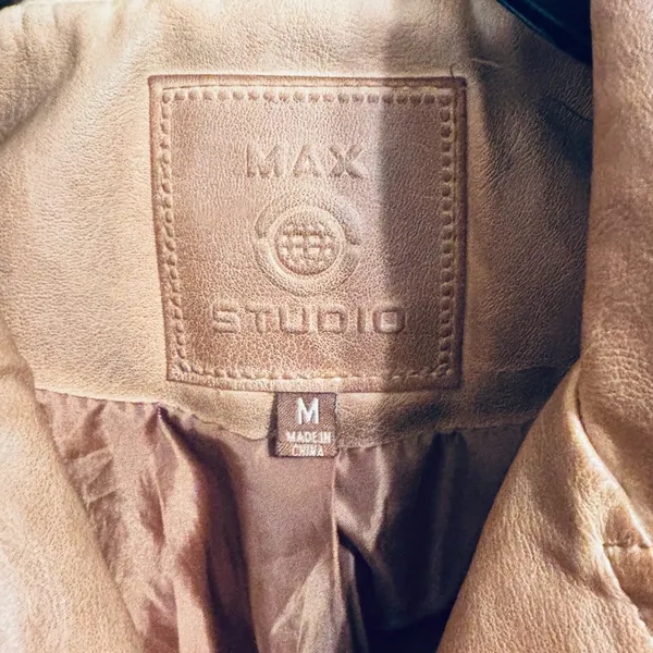 Max Studio Moto bomber Motorcycle Jacket air pilot faux leather jacket coat - Image 9