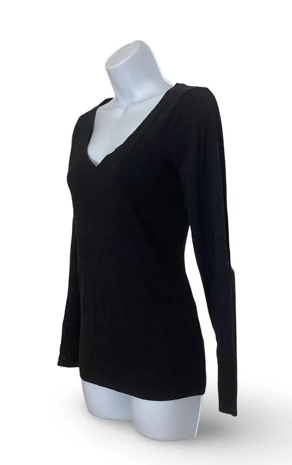 Mossimo Long Sleeve V Neck Tee Black Size M - Image 2