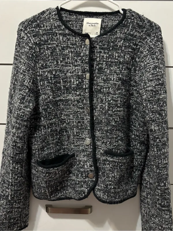 Abercrombie & Fitch Novelty Button Tweed-Inspired Sweater Jacket - Image 2