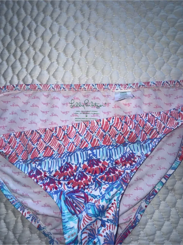 Lilly Pulitzer Bikini Bottom in Blue & Pink & Red Ocean Shell Print - Image 3