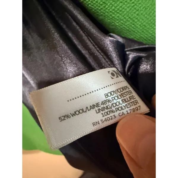 Old Navy Womens Pea Coat XS Green Wool Blend Double Breasted Pleated Puff Sleeve - Image 7
