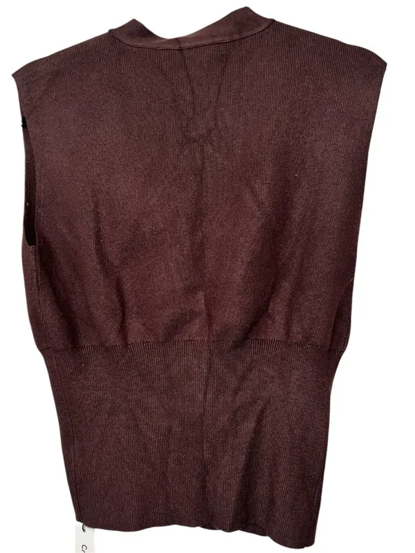 Commense V-Neck Gold Button Sweater Vest Dark Brown Size Small NWT - Image 4