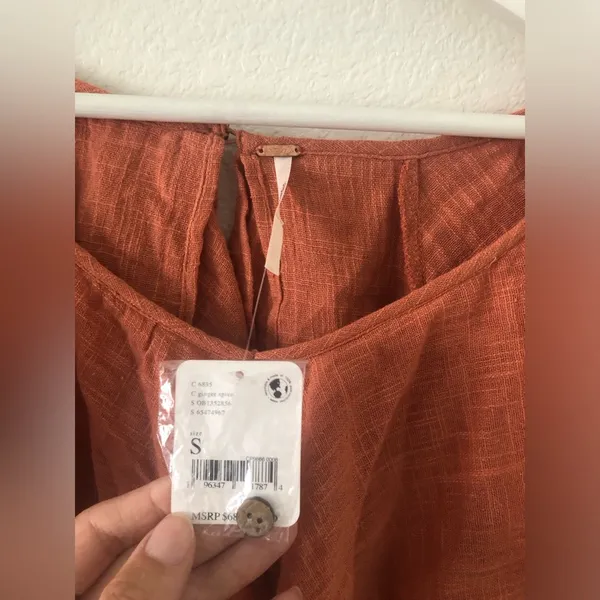 NWT Free People Zuri Ruffle Cropped Blouse Ginger Spice Small MSRP$68 - Image 4