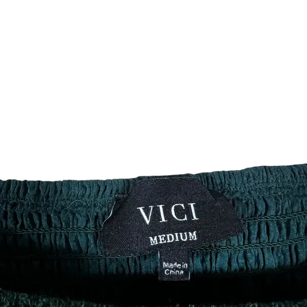 VICI Smocked Textured Babydoll Balloon Sleeve Tunic Top Teal Boho Size Medium - Image 5