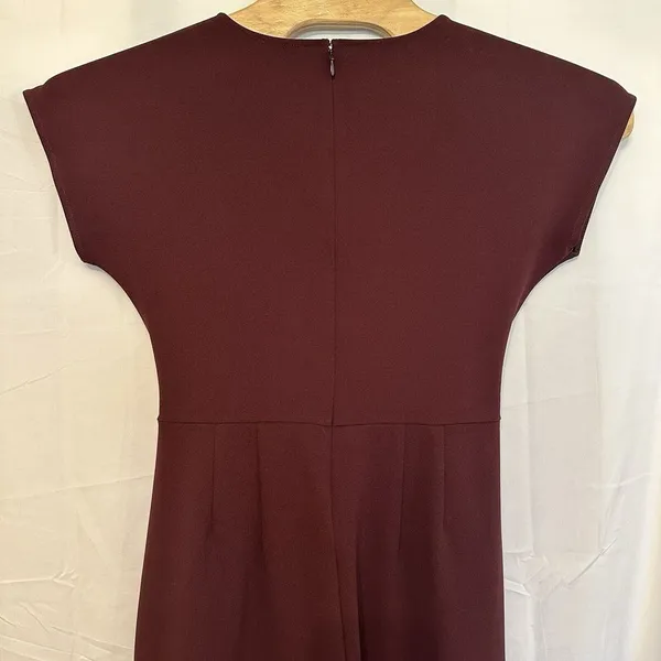 Express Medium Jumpsuit Full Length‎ Burgundy Short Sleeve Pockets Bow Tie Front - Image 6