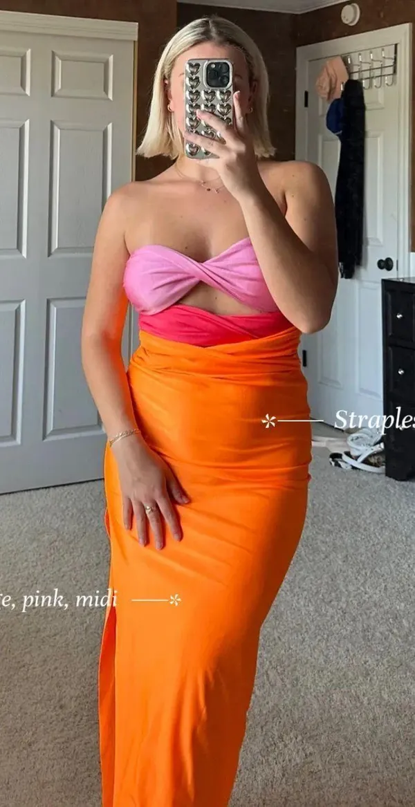 Cut Out Midi Dress Orange Size M - Image 3
