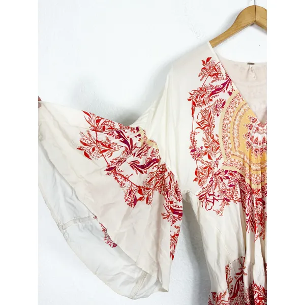 Free People Sunset Dreams Printed Tunic Size XS Ruffle Sleeve Bohemian Relaxed - Image 10
