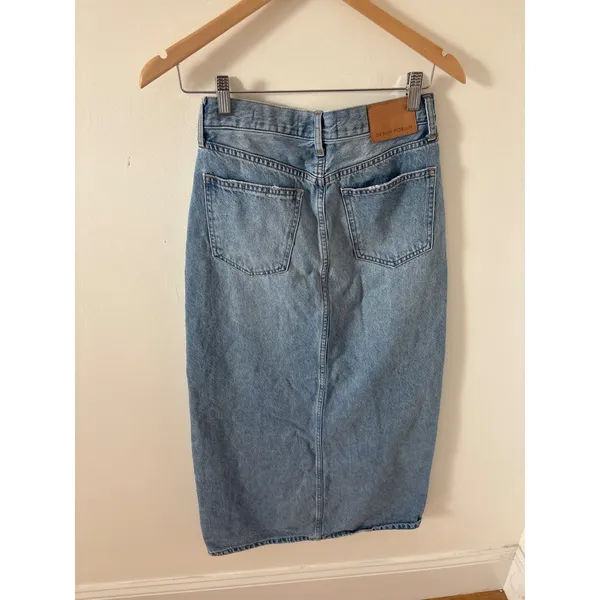 Denim Forum Aritzia The 90s Vintage Maxi Jean Skirt Light Wash Blue Size 26 - Image 3