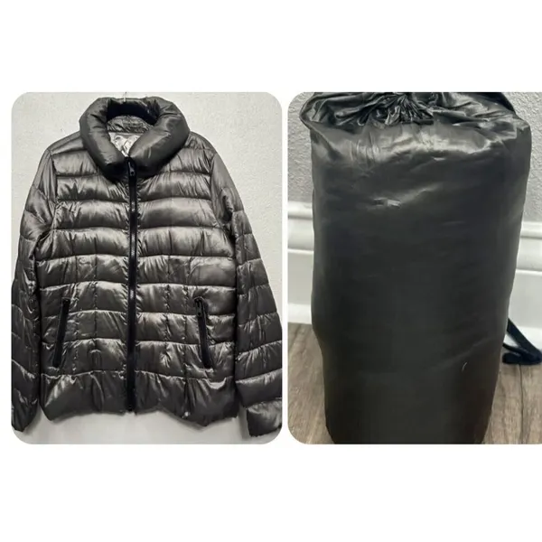 Covington Packable Duck Down Puffer Coat Jacket Size Medium Pewter W/bag Hiking - Image 2
