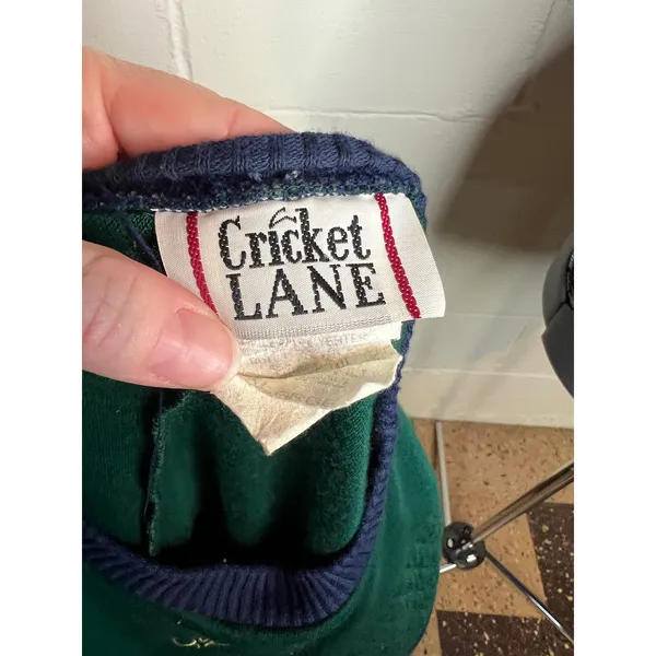 sweatshirt plaid chevron quilted green navy shoulder pads 1980s - Image 10