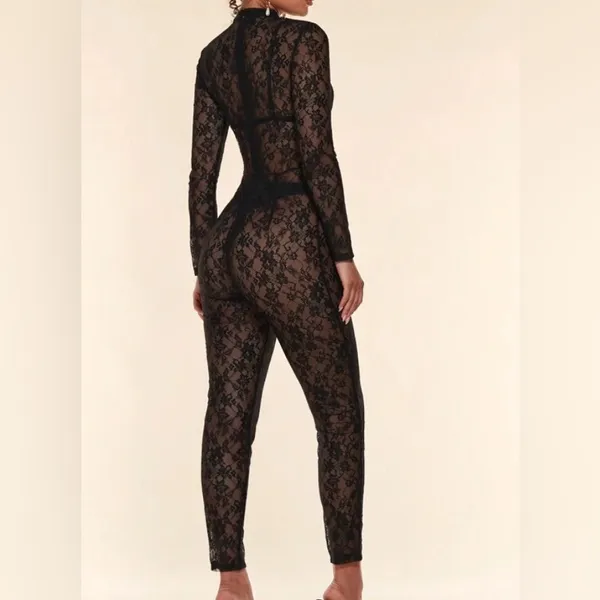 Lace catsuit Black Size M - Image 2
