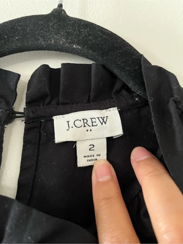 J Crew Black Cotton Poplin Tiered Midi Dress 2 Ruffle Neck Sleeveless Coastal - Image 4