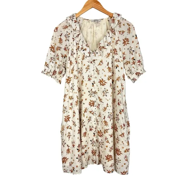 Madewell Ruffle Button Front Trapeze A-line Babydoll Dress Floral Reef Sz Small - Image 5