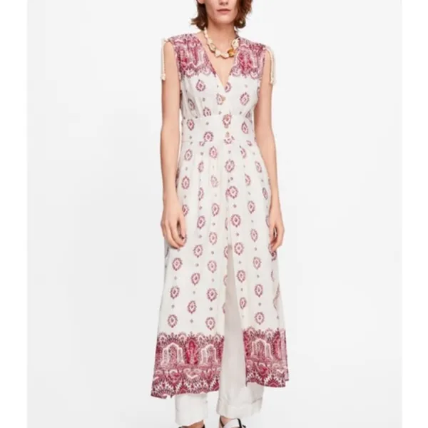 NWT ZARA Printed Embroidered Tunic Dress Bloggers Fav - Image 4