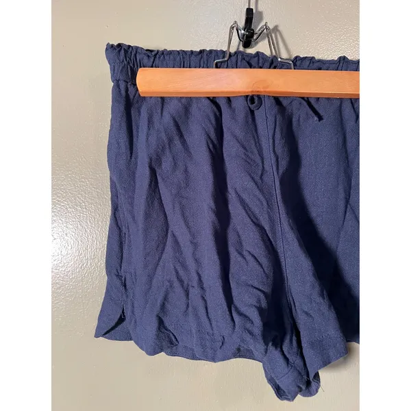 Stradivarius Women's Sz Small Shorts Pull On Elastic Tie Waist Pockets Blue Gray - Image 2