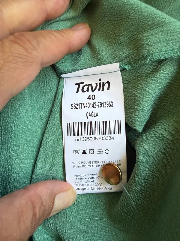 Tavin Green Long Dress Size L (US 8) NWT Long Sleeve Elegant Modest - Image 7