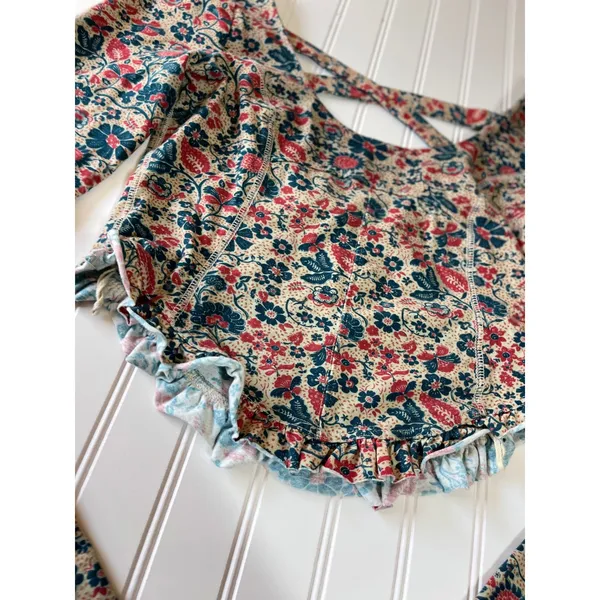 Free People Melanie Long Sleeve Top Floral Long Sleeve Ruffle Crop Back Cross M - Image 4