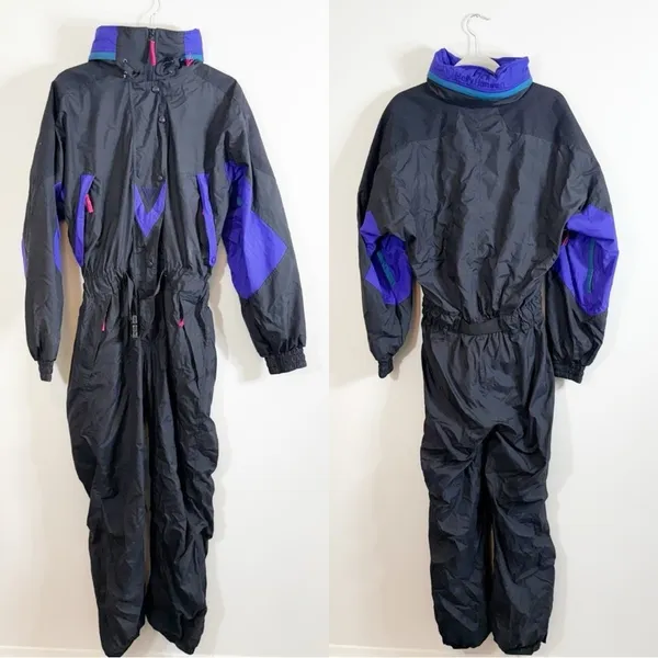 Helly Hansen Vintage Transitional Ski Suit Snowboard Black Purple Large - Image 2