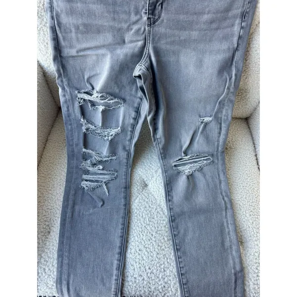 American Eagle Women's High Rise Distressed Skinny Jeans Gray Size 14 Short - Image 5