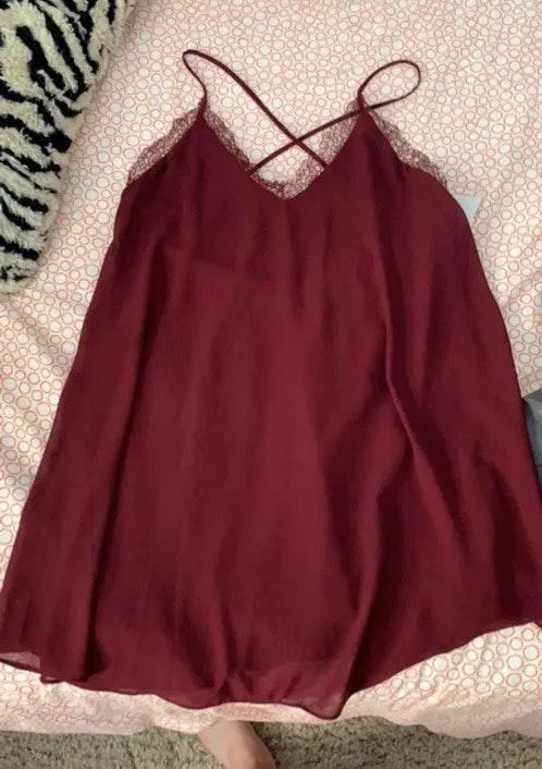 Forever 21 Burdundy Flowy Summer Dress Medium - Image 2