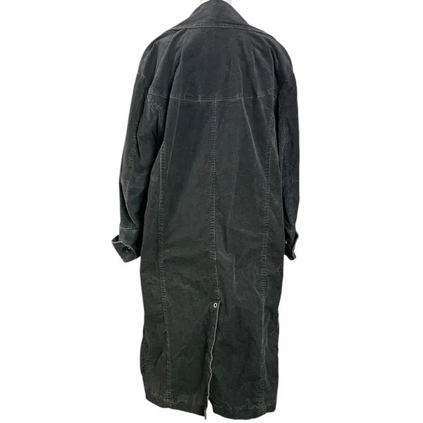 Free People Retro 70s Fox Cord Corduroy Duster Trench Coat Dark Charcoal Medium - Image 12