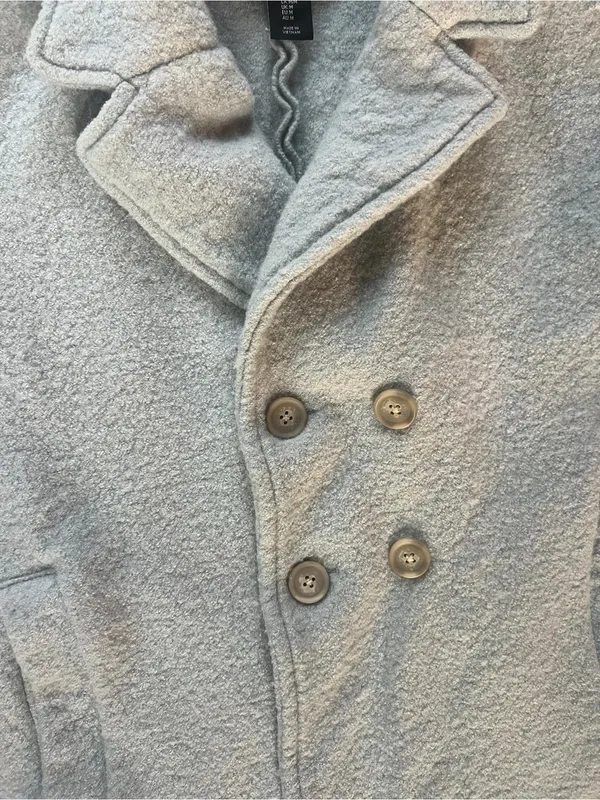 Tahari Double-Breasted Pale Gray Pea Coat - Image 5