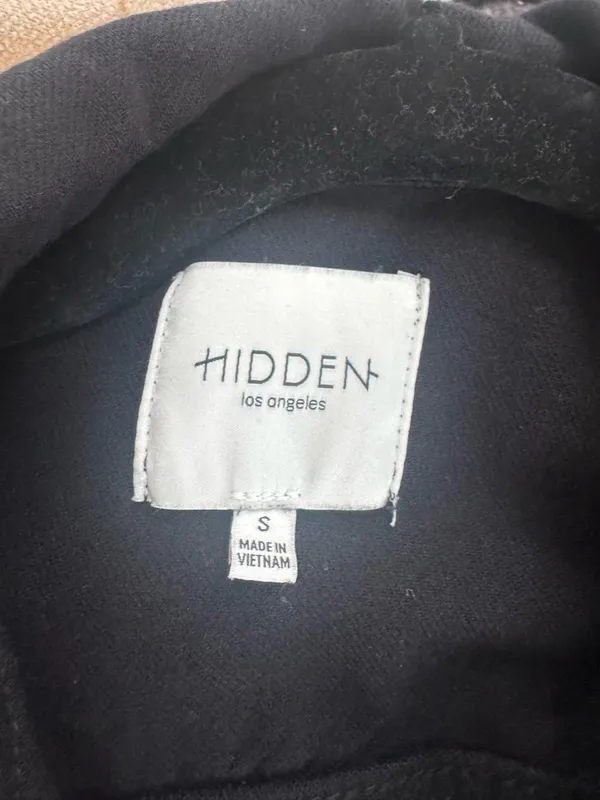 Hidden Los Angeles Black Denim Raw Hem Jacket Size Small - Image 16