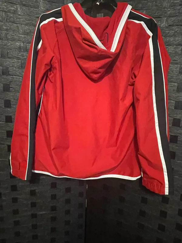 Vintage Reebok Windbreaker unisex LG 1990s Hooded Retro Red Semi Zip Nylon - Image 10