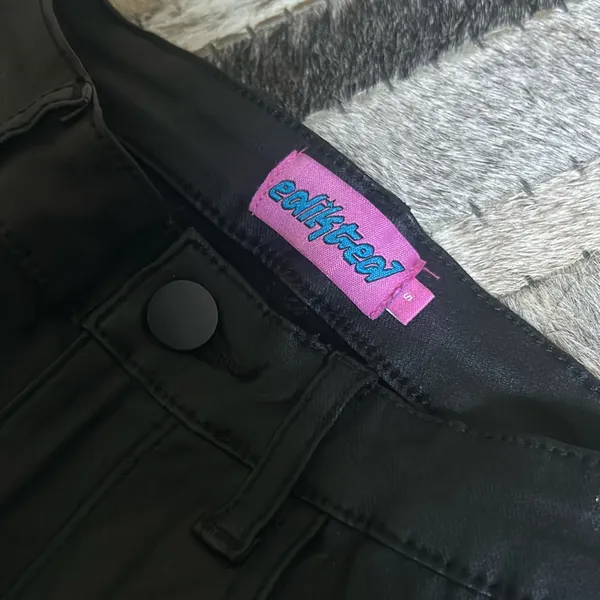 Edikted Black Coated‎ Flare Jeans Size Small - Image 5