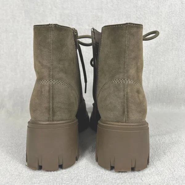 MIA Terrie Lace Up Combat Boot Olive Green Women’s 7.5 Chunky Heel Ankle Boot - Image 6