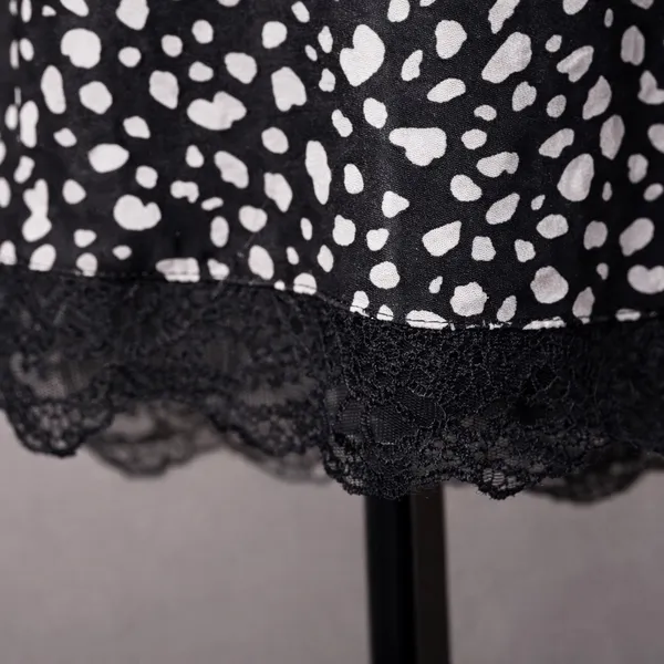 AtOwn Black & White Polka Dot Camisole Top – Lace Hem – Size Small - Image 4