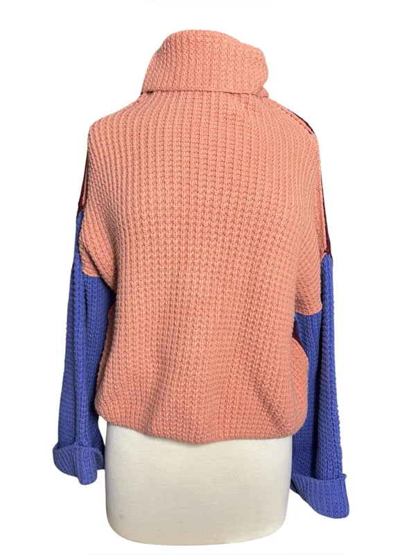 Free People Colorblock Oversized Turtleneck Sweater Size XS - Image 3