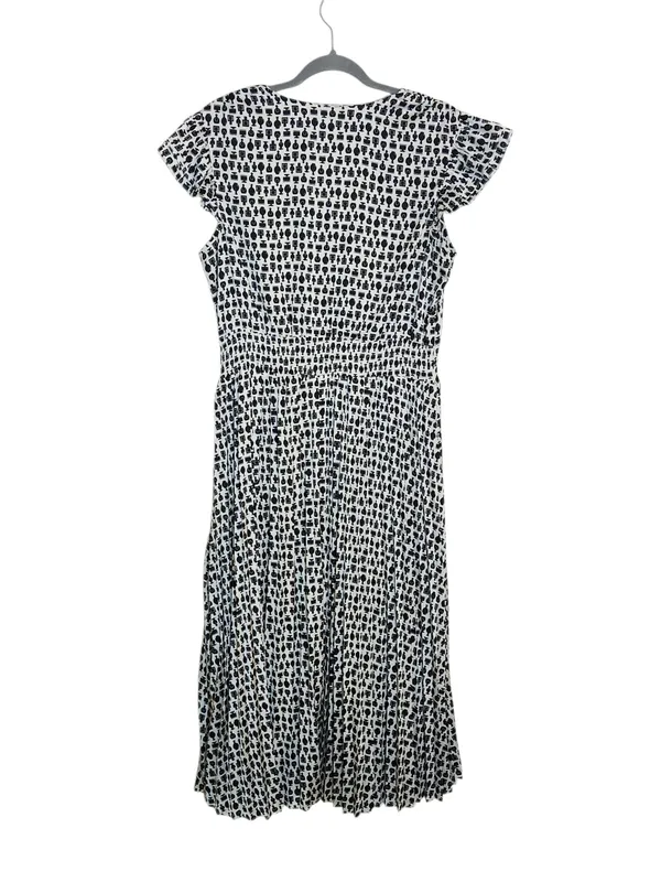 Ryegrass White and Black Perfume Print Blouson Midi Dress Size Large - Image 2