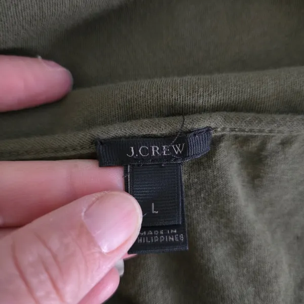 J.Crew Peplum Wrap Top Large Olive Green Cotton Tiered Ruffle Sleeveless V-Neck - Image 6