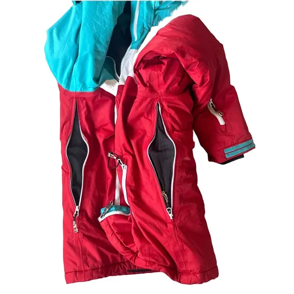 Rossignol Women XL Ski Jacket Red Teal Colorblock Hooded Winter Coat XL Gorpcore - Image 8