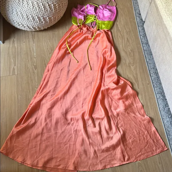 Show Me Your MuMu Pink, Green, and Orange Dress - Image 2